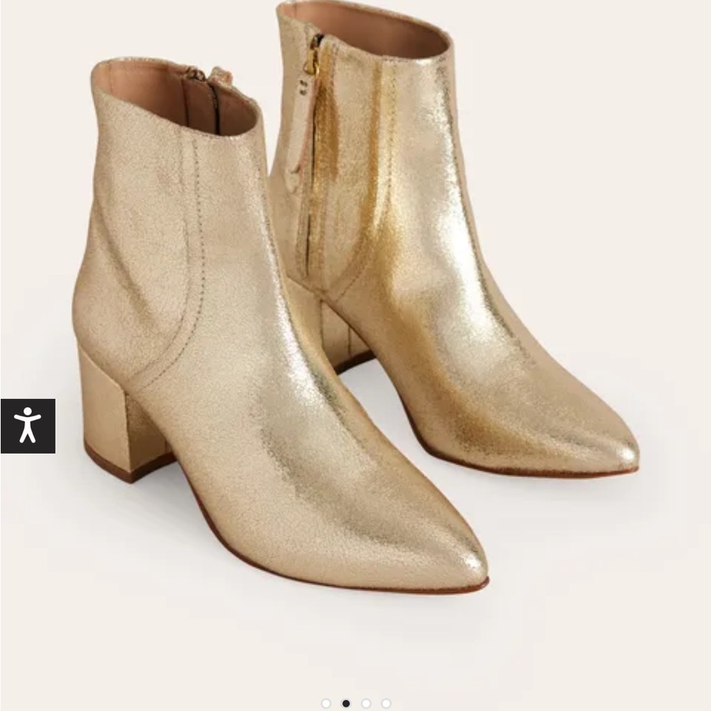 Boden boots NEW Block heel leather ankle boot 39 Gold CURRENT cat! $230 online